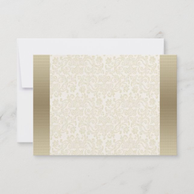 Ivory Lace Damask UAWG Note Card RSVP Karte (Vorderseite)