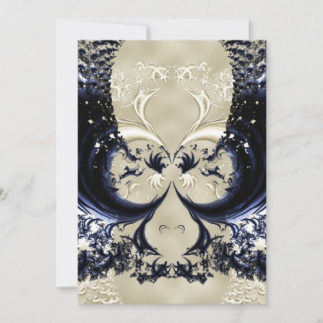 Ivory Lace Fraktal Wedding Einladung (Vorderseite)