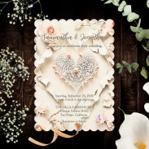 Ivory Lace Heart Floral Romantic Spring Wedding