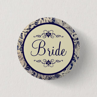Ivory Lace Navy Blauer feierliche Hochzeitsbride Button
