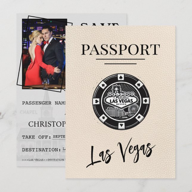 Ivory Las Vegas Passport Save the Date (Vorne/Hinten)