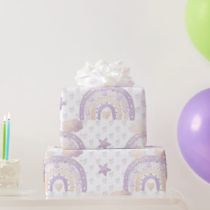 Ivory Lavender Boho Rainbow Baby Girl Shower Geschenkpapier