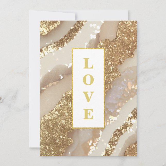 *~ Ivory LIEBE AR66 QR + UAWG Agate Wedding Einladung (Vorderseite)