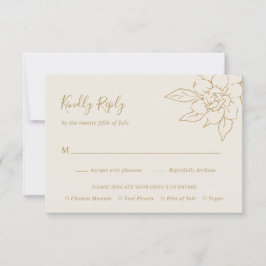 Ivory Line Art Floral RSVP Karte