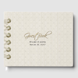 Ivory Linen Look Custom Wedding Gästebuch