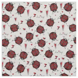 Ivory Linen LoveBug Ladybug Illustration Muster Stoff