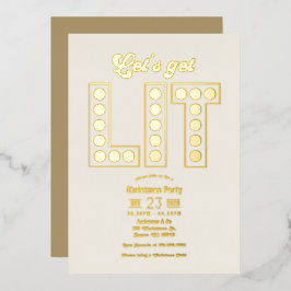 Ivory Luxe Let's Get Lit Retro Christmas Party Folieneinladung