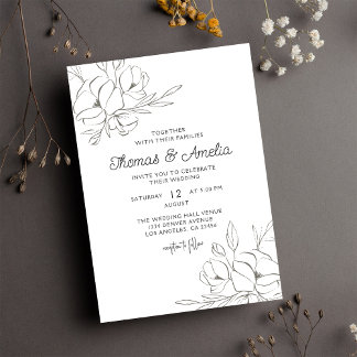 Ivory Magnolia Elegante Hochzeit der Blumen Einladung