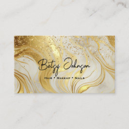 Ivory Marble and Gold Glitter Business Card Visitenkarte