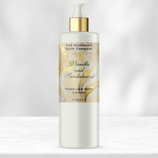 Ivory Marble & Gold Glitter Cosmetics Bottle Label Rechteckiger Aufkleber (Von Creator hochgeladen)