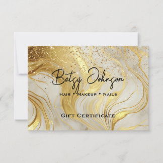 Ivory Marble & Gold Glitter Gift Certificate Card Einladung