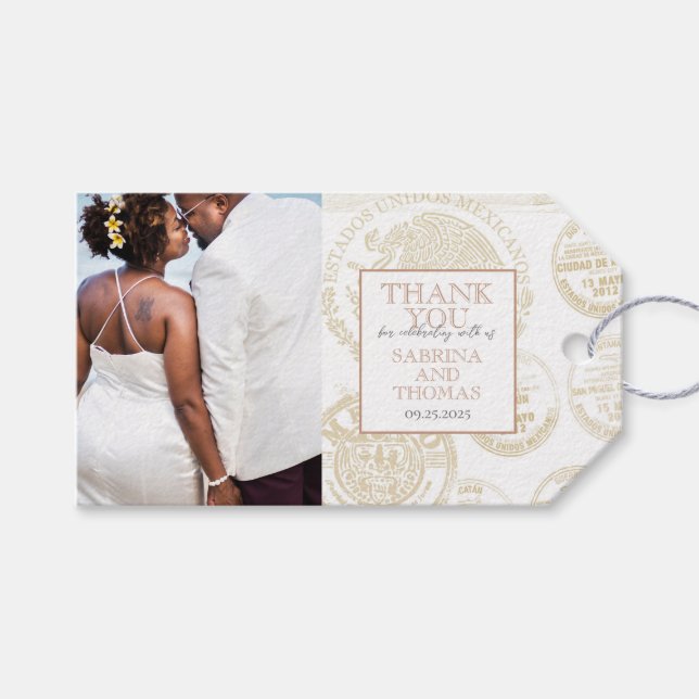 Ivory Mexico Wedding Foto Geschenkanhänger (Vorderseite (Horizontal))