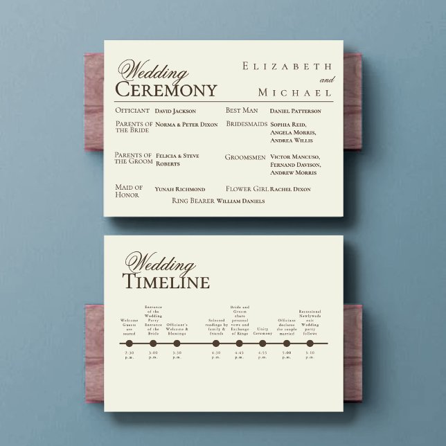 Ivory Minimalist Boho Wedding Program Timeline Menükarte (Von Creator hochgeladen)
