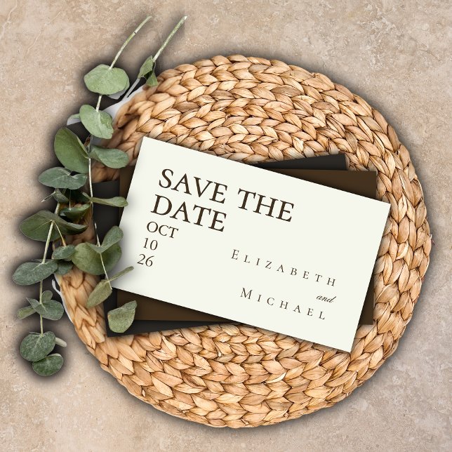 Ivory Minimalist Wedding Boho Save the Date QRCode Begleitkarte (Von Creator hochgeladen)