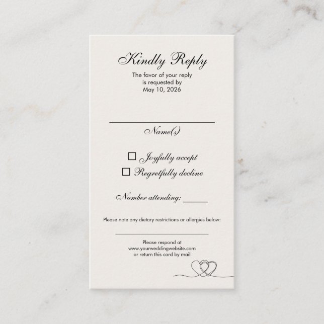 Ivory Modern Chic Mix and Match Wedding RSVP Card Visitenkarte (Vorderseite)