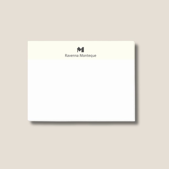 Ivory Modern Personalized Name Letter Monogram Post-it Klebezettel (Von Creator hochgeladen)