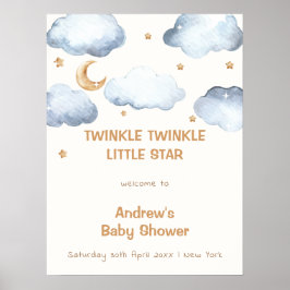 Ivory Moon Stars Twinkle Boy Baby Dusche Empfang Poster