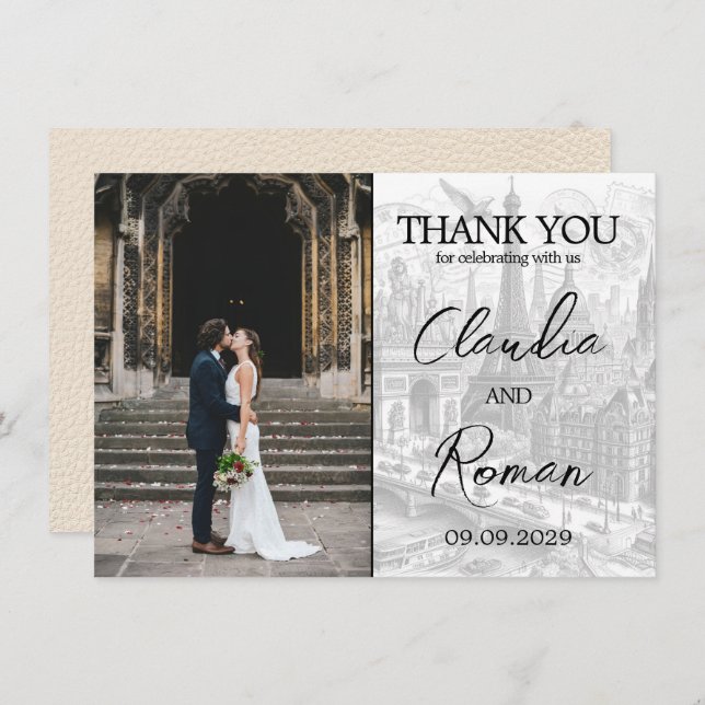 Ivory Paris Passport Dankeskarte (Vorne/Hinten)