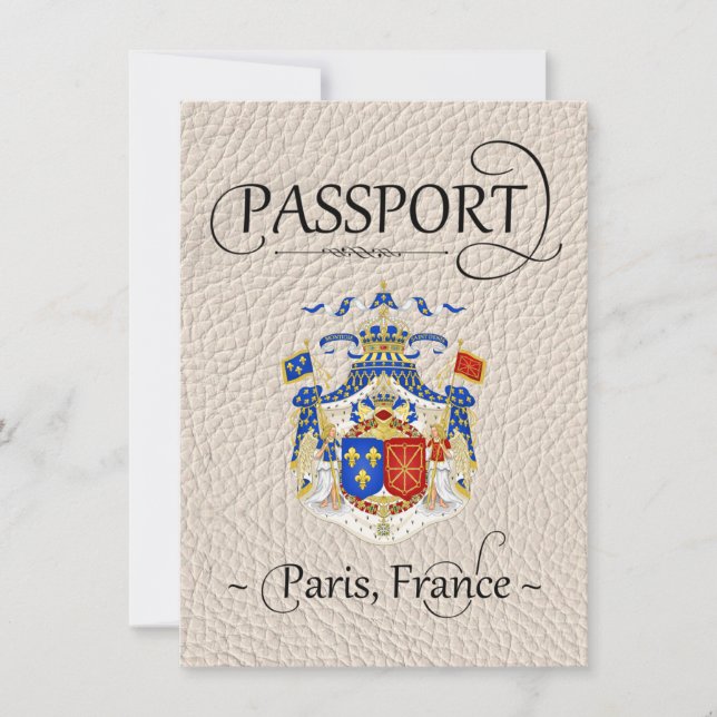 Ivory Paris Passport Save the Date Card (Vorderseite)