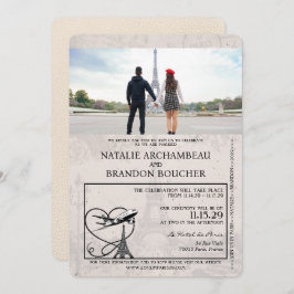 Ivory Paris Passport Wedding Einladung