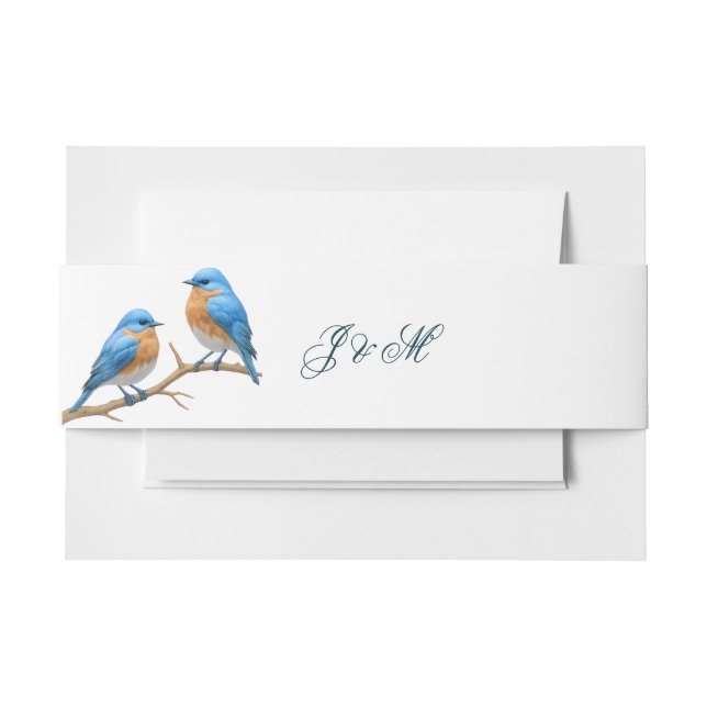 Ivory Pastel Lovebirds Romantische Bluebirds Hochz Einladungsbanderole (Vorderseite Beispiel)