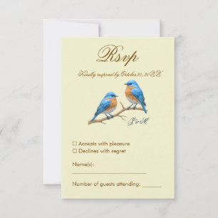 Ivory Pastel Lovebirds Romantische Bluebirds Hochz RSVP Karte