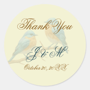 Ivory Pastel Lovebirds Romantische Bluebirds Hochz Runder Aufkleber
