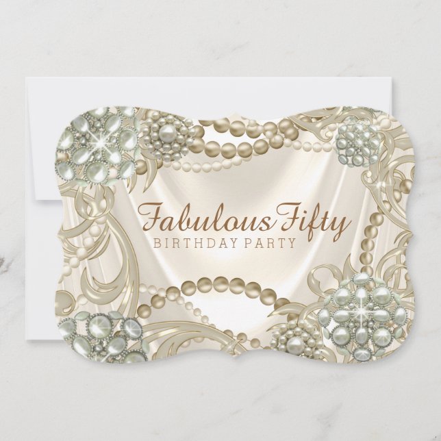 Ivory Pearl Birthday Party Einladung (Vorderseite)