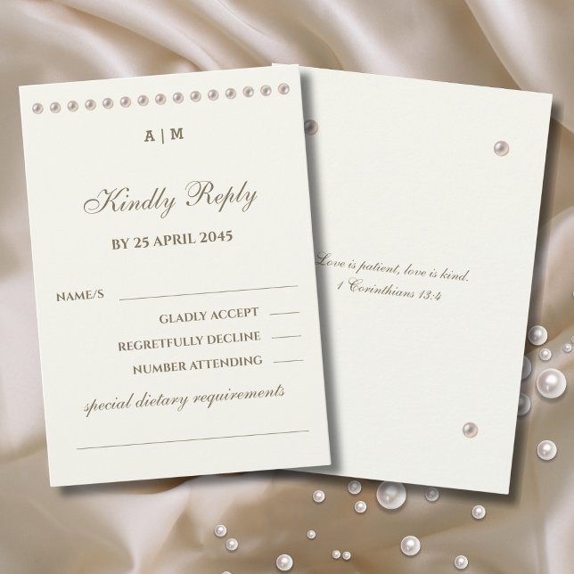 Ivory Pearl Christian Wedding RSVP Card  (Von Creator hochgeladen)