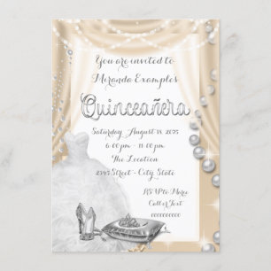 Ivory Pearl Princess Quinceañera Einladung