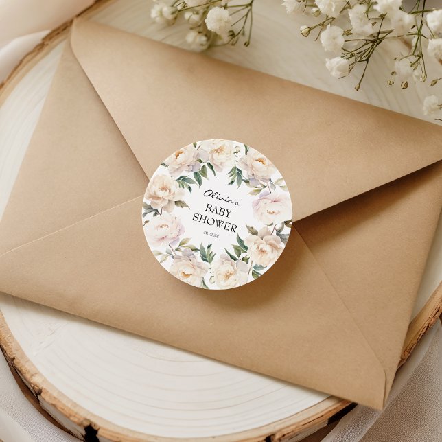 Ivory Peony Floral Neutral Baby Sticker (Von Creator hochgeladen)