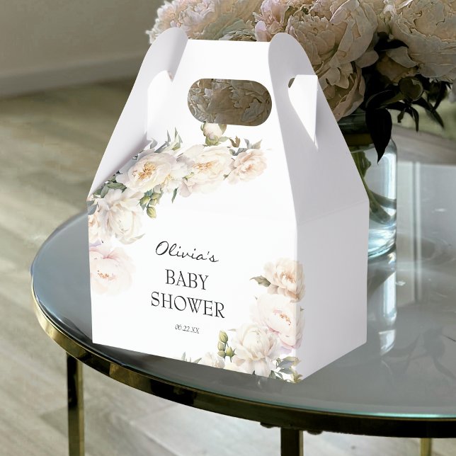 Ivory Peony Floral Neutral Favor Geschenkschachtel (Von Creator hochgeladen)