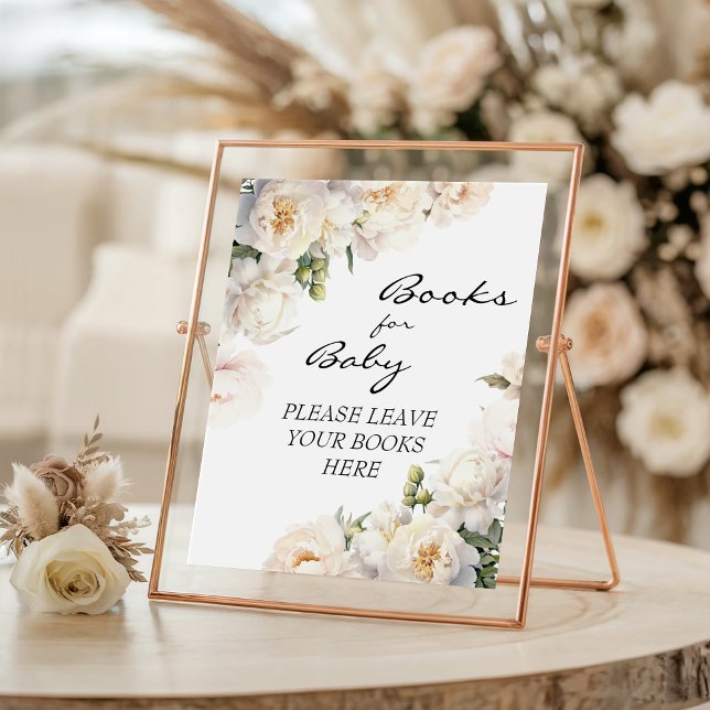 Ivory Peony Neutral Books for Baby Sign Poster (Von Creator hochgeladen)