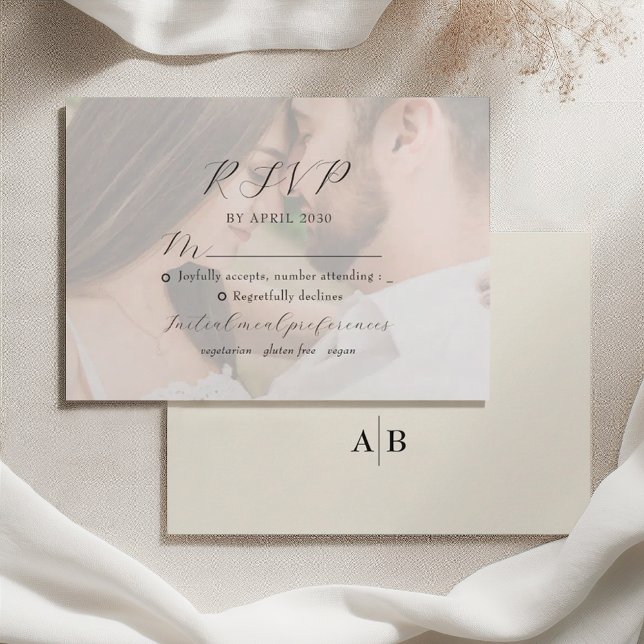 Ivory Photo Wedding RSVP Karte (Von Creator hochgeladen)