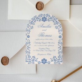 Ivory Powder Blue Whimsical Wedding Invitation Einladung