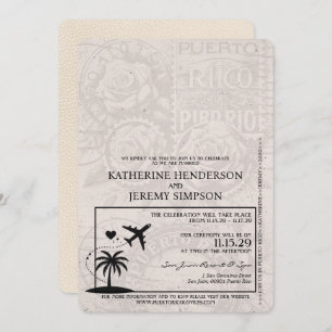 Ivory Puerto Rico Passport Wedding Einladung