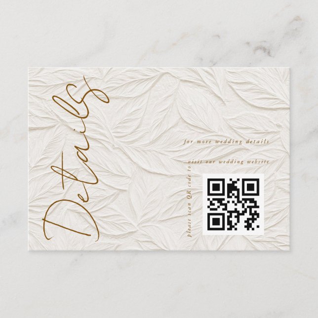 Ivory QR code Wedding Details Begleitkarte (Vorderseite)