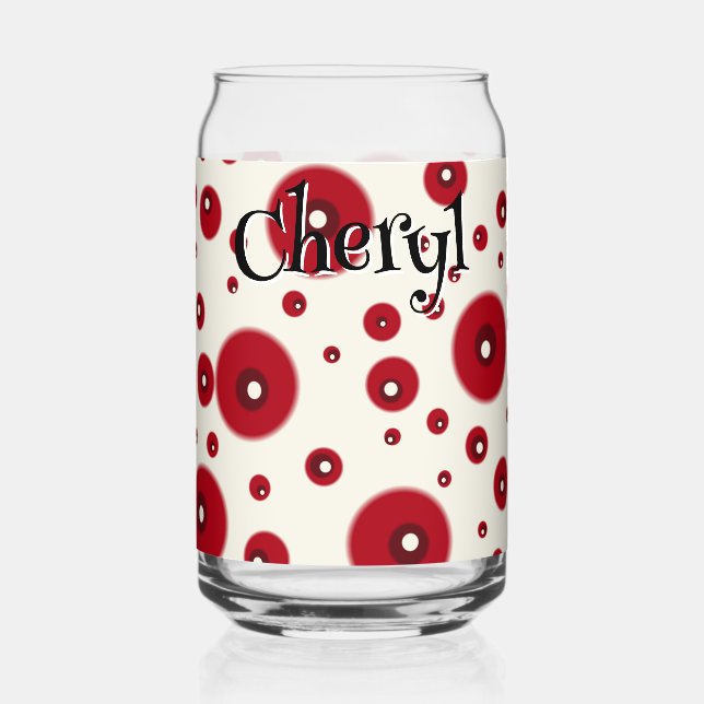 Ivory Red Dots Funky Whimsical Circle Pattern  Dosenglas (Vorderseite)