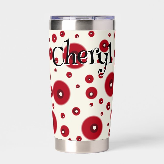 Ivory Red Dots Funky Whimsical Circle Pattern  Thermobecher (Vorderseite)