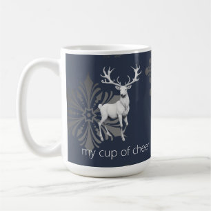 Ivory Reindeer Weihnachten   Blau Kaffeetasse
