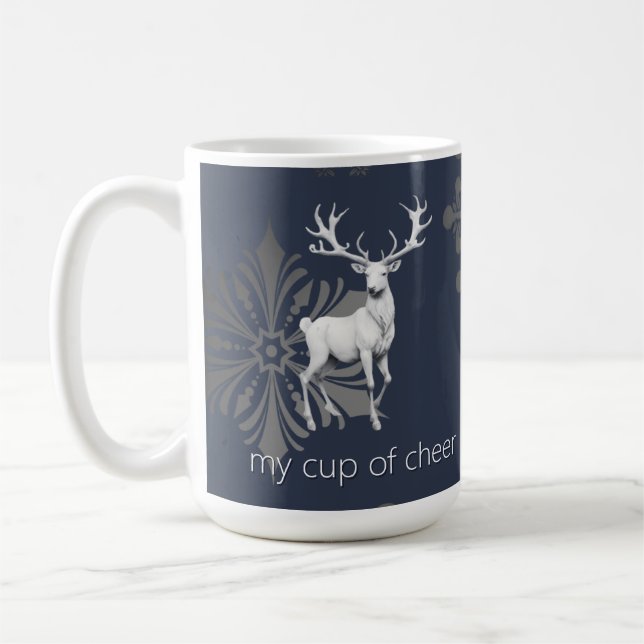 Ivory Reindeer Weihnachten | Blau Kaffeetasse (Links)