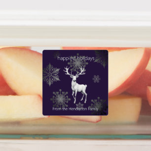 Ivory Reindeer Weihnachten Lila Personalisiert Etiketten