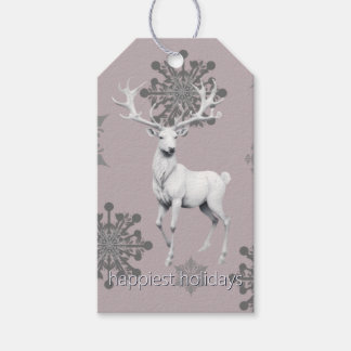 Ivory Reindeer Weihnachten | Pink Geschenkanhänger
