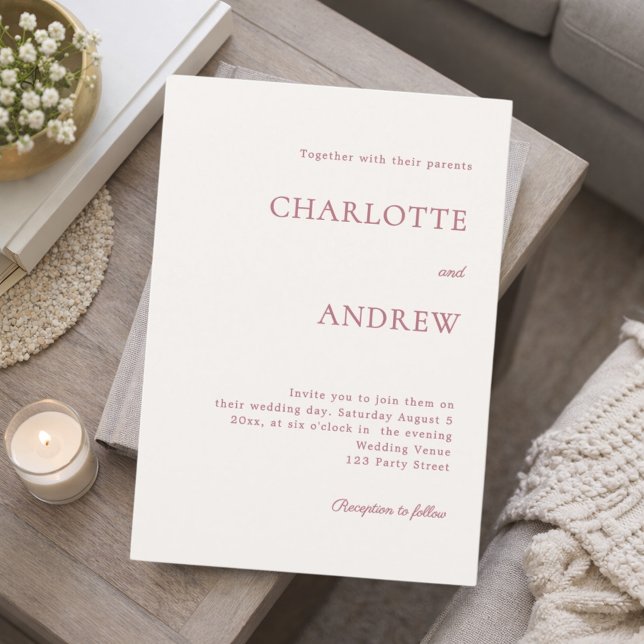 Ivory rose gold modern minimalist wedding einladung (Von Creator hochgeladen)