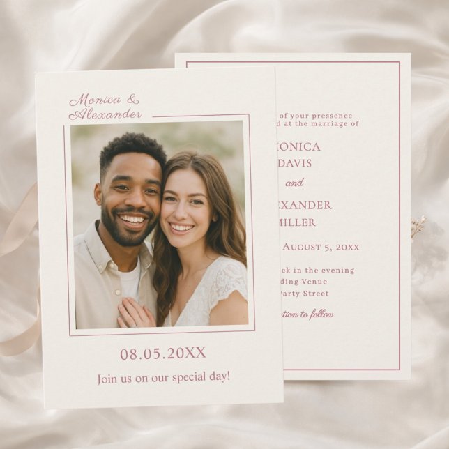 Ivory rose gold photo simpe modern luxury wedding einladung (Von Creator hochgeladen)