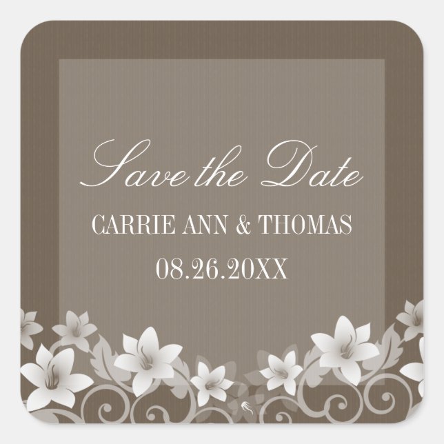 Ivory Rustic Floral Save the Date Stickers (Vorderseite)