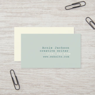 Ivory & Sage Green Minimal Schreibmaschine Schrift Visitenkarte