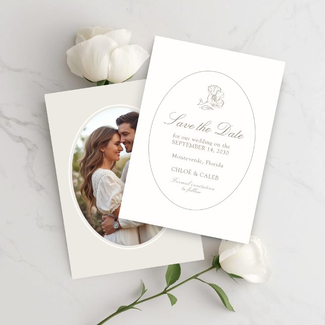 Ivory & Sand | Chic Couple Script Hochzeit Save The Date (Von Creator hochgeladen)