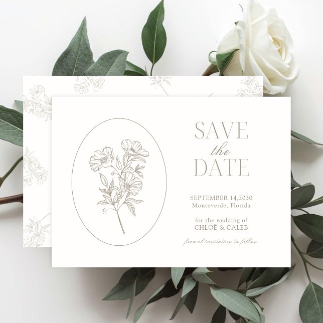 Ivory & Sand | Chic Florale Hochzeitseinladung zum Save The Date (Von Creator hochgeladen)