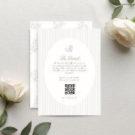 Ivory & Sand | Florale Streifen-Oval-Antwortkarte RSVP Karte